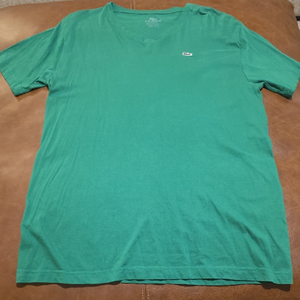 Lacoste Men's Teal V-Neck Tee
